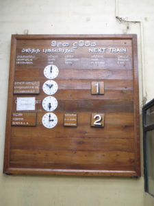 The trains were manually operated on a blackboard in Nanu Oya