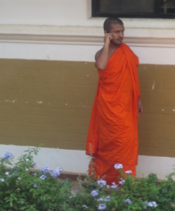 Monk with mobile phone