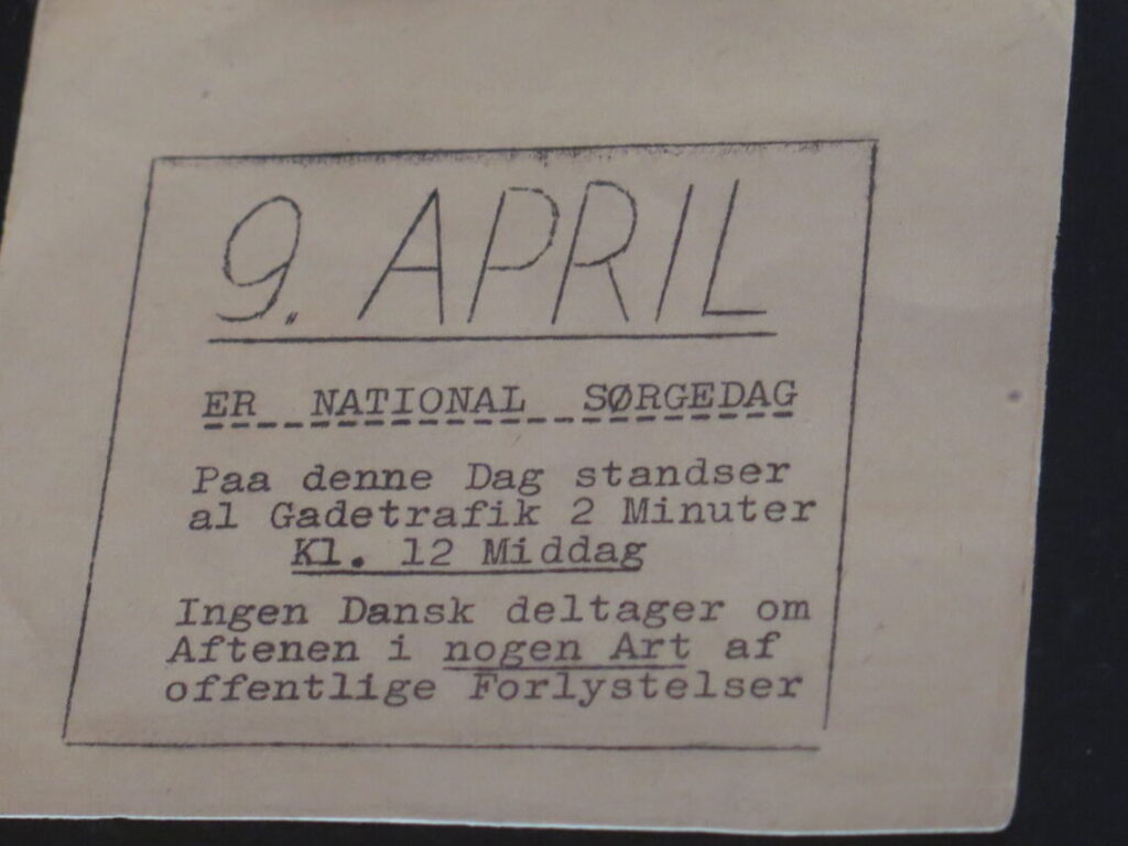 Opfordring til 2 minutters stilhed 9. april 1942