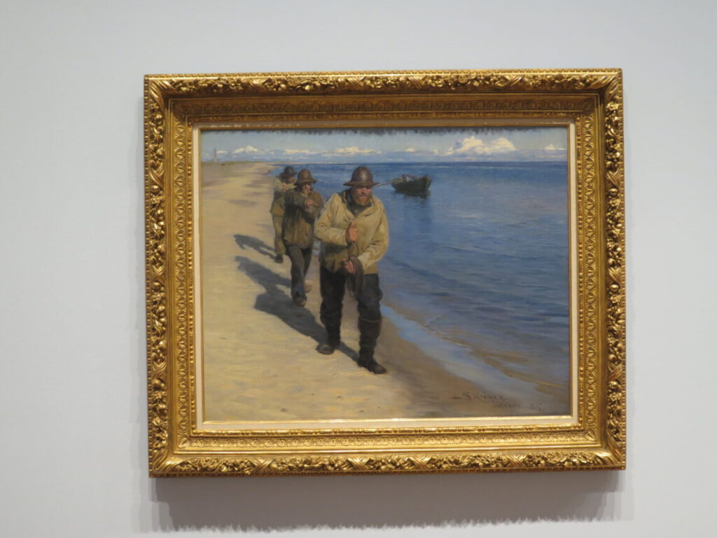 Peder Severin Krøyer: Drei Fischer ziehen ein Boot, 1885. Dansk historie på Föhr