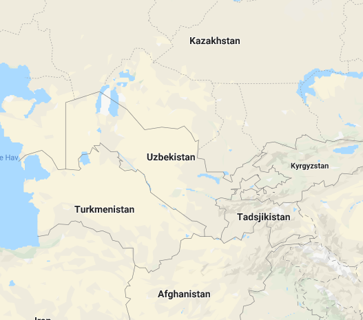 Kort over Uzbekistan